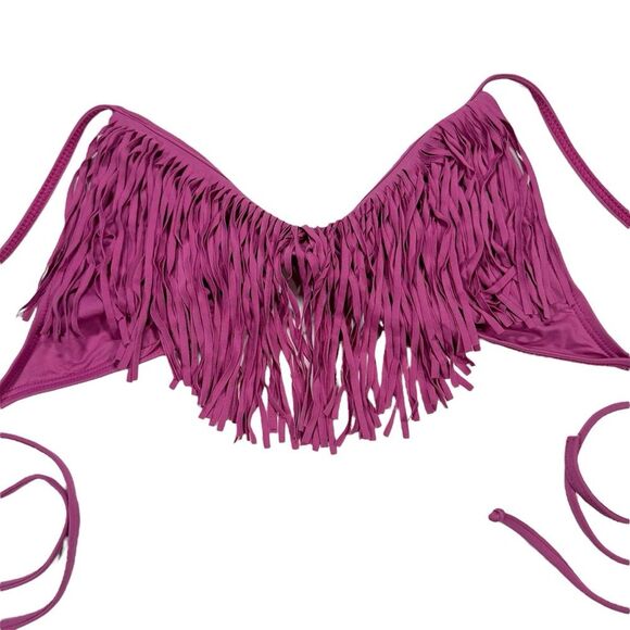 L*Space Size Small Audrey Fringe Halter Bikini Top Swimwear - Picture 2 of 7